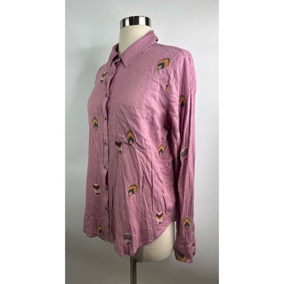 Anthropologie Hot Air Balloon Embroidered Long Sleeve Button Down Shirt - Picture 4 of 14